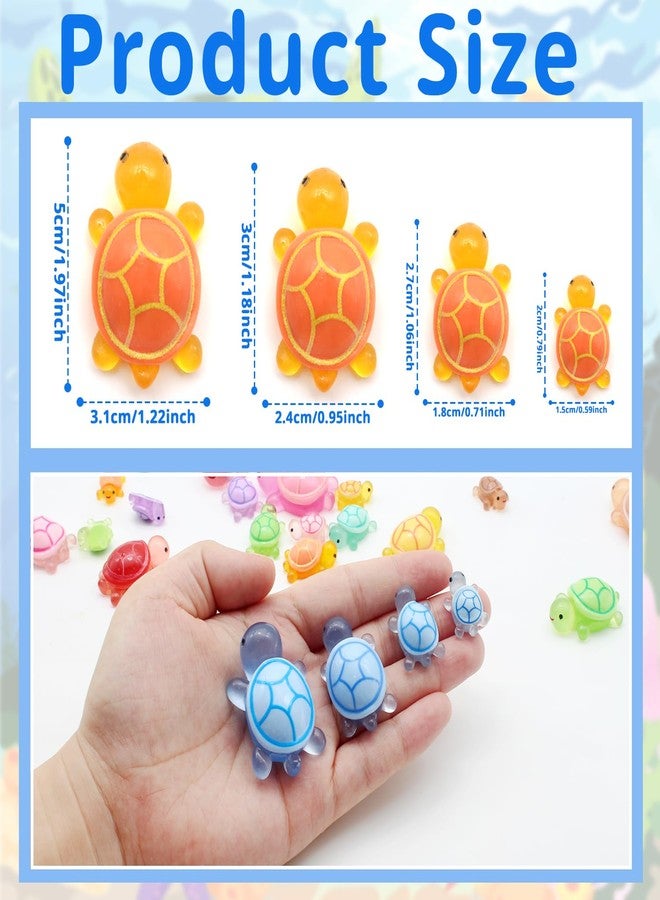 انفين مجموعة أنفين المكونة من 40 قطعة من مجسمات السلاحف المصغرة المضيئة في الظلام، مصنوعة من الراتنج اللطيف بأربعة أحجام وعشرة ألوان زاهية - مثالية لأحواض السمك، وبيوت الدمى، وأحواض السمك، وحدائق الجنيات، وهدايا مميزة - Image 2